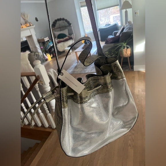 Silver metallic and snakeskin Anthropologie bag - Picture 2 of 7